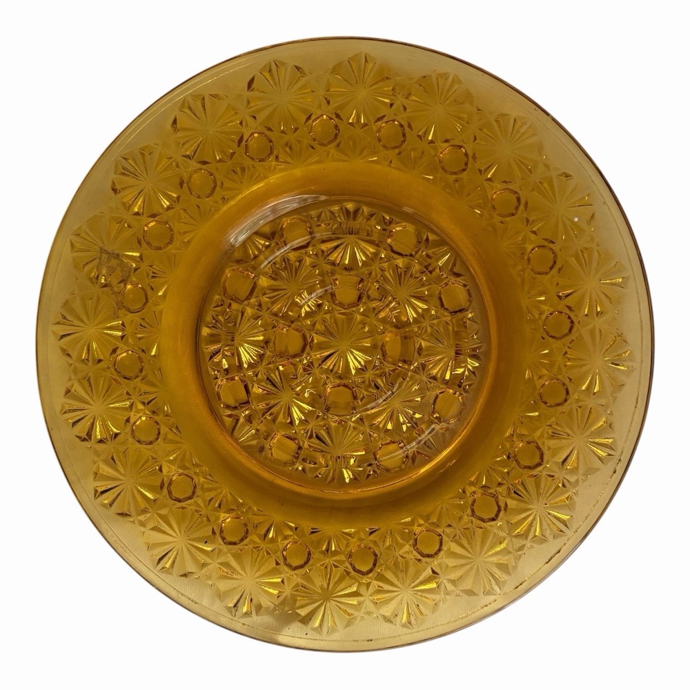 Indiana Glass "Lace Edge Daisy" Dinner Plate Amber In Color 8.5"